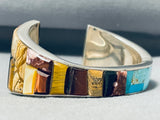 One Of The Most Unique Ever Native American Navajo Turquoise Inlay Sterling Silver Bracelet-Nativo Arts