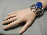 Monstrous Vintage Native American Navajo Frog Lapis Sterling Silver Bracelet-Nativo Arts