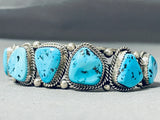 Marie Thomson Vintage Native American Navajo Sleeping Beauty Turquoise Sterling Silver Bracelet-Nativo Arts