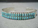 Incredible Vintage Native American Zuni Blue Gem Turquoise Sterling Silver Bracelet-Nativo Arts