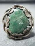 Chunky Vintage Native American Navajo Carico Lake Turquoise Sterling Silver Ring Old-Nativo Arts