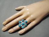 Quality Vintage Native American Navajo Satellite Blue Turquoise Sterling Silver Ring Old-Nativo Arts