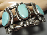 One Of Best Vintage Native American Navajo Easter Blue Turquoise Sterling Silver Bracelet Old-Nativo Arts