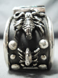 Phil Secatero Native American Navajo Turquoise Sterling Silver Scorpion Bracelet-Nativo Arts