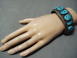 Superior Vintage Native American Navajo Sleeping Beauty Turquoise Sterling Silver Bracelet Old-Nativo Arts