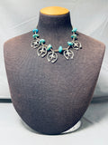 Best Vintage Native American Navajo Royston Old Turquoise choker Sterling Silver Naja Necklace-Nativo Arts