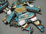 Native American Best Vintage Navajo Turquoise Kachina Sterling Silver Squash Blossom Necklace-Nativo Arts