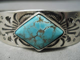 Famous Artist Native American Navajo Jeanette Dale #8 Turquoise Sterling Silver Bracelet-Nativo Arts