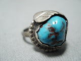 Tremendous Vintage Native American Navajo Red Mountain Turquoise Sterling Silver Ring Old-Nativo Arts
