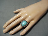 Amazing Vintage Native American Navajo Sleeping Beauty Turquoise Sterling Silver Ring-Nativo Arts