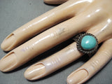 Marvelous Vintage Native American Navajo Kingman Turquoise Sterling Silver Ring Old-Nativo Arts