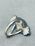 Rare Vintage Native American Navajo White Buffalo Turquoise Sterling Silver Ring-Nativo Arts
