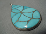 Important Orlinda Natewa Turquoise Sterling Silver Native American Pendant-Nativo Arts