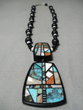 Native American Important Chris Nieto Santo Domingo Sterling Silver Turquoise Inlay Necklace-Nativo Arts