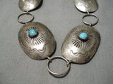 Amazing Vintage Native American Navajo Hand Hammered Sterling Silver Turquoise Concho Belt-Nativo Arts
