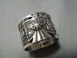 Important Vintage Navajo Sterling Silver Thunderbird Ring Native American-Nativo Arts