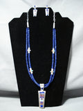 One Of The Best Native American Zuni Lapis Sterling Silver Inlay Necklace-Nativo Arts