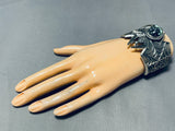 Heavy Spider Rare Turquoise Native American Navajo Sterling Silver Bracelet-Nativo Arts