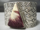 Colossal Native American Navajo Triangular Purple Shell Sterling Silver Bracelet-Nativo Arts