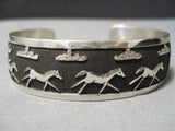 Picturesque Vintage Navajo Sterling Silver Bracelet Old Native American-Nativo Arts