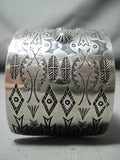 Early Vintage Native American Navajo Repoussed Sterling Silver Wide Bracelet-Nativo Arts