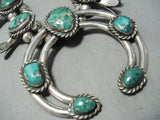 Women's Rare Turquoise Vintage Native American Navajo Sterling Silver Squash Blossom Necklace-Nativo Arts