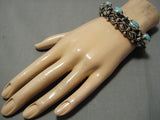 Important Heavy And Thick Vintage Native American Navajo #8 Turquoise Sterling Silver Bracelet-Nativo Arts