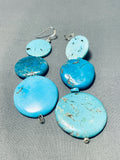 Native American Beautiful Vintage Santo Domingo 8 Turquoise Sterling Silver Earrings-Nativo Arts