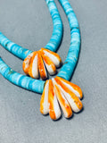 Native American Captivating Vintage Santo Domingo Kingman Turquoise Shell Necklace-Nativo Arts