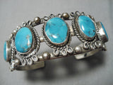 Impressive Vintage Zuni Native American Turquoise Sterling Silver Bracelet-Nativo Arts