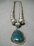 Incredible Vintage Native American Navajo Spiderweb Turquoise Sterling Silver Necklace-Nativo Arts