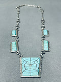 One Of The Best Vintage Native American Zuni Turquoise Sterling Silver Channel Necklace-Nativo Arts