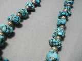 Magnificent Vintage Native American Navajo Chunky Dunky Turquoise Sterling Silver Necklace-Nativo Arts
