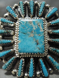 Rare Vintage Native American Navajo Teardrop Turquoise Sterling Silver Bracelet Cuff-Nativo Arts