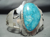 Vivid Vintage Native American Navajo Carico Lake Turquoise Sterling Silver Bracelet-Nativo Arts