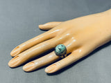 Remarkable Vintage Native American Navajo Domed Turquoise Sterling Silver Ring-Nativo Arts