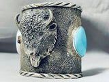 Native American 180 Gram Monster Bison Turquoise Sterling Silver Bracelet Cuff-Nativo Arts