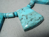 One Of The Best Vintage Native American Navajo Blue Diamond Turquoise Sterling Silver Necklace-Nativo Arts