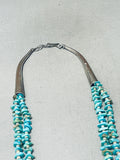Important Long Cone Vintage Native American Navajo Turquoise Sterling Silver Necklace Old-Nativo Arts