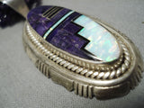 One Of The Best Vintage Native American Navajo Amethyst Sterling Silver Necklace Old-Nativo Arts
