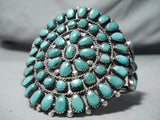 Monster Vintage Native American Navajo Dark Green Turquoise Sterling Silver Bracelet-Nativo Arts