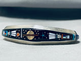 Very Intricate Outer Space Native American Navajo Turquoise Sterling Silver Bracelet-Nativo Arts