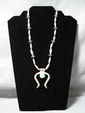 Superb Vintage Native American Navajo Blue Gem Turquoise Sterling Silver Necklace Old-Nativo Arts