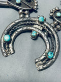 Gasp! 287 Gram Vintage Native American Navajo Turquoise Sterling Silver Squash Blossom Necklace-Nativo Arts