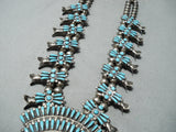 Important Vintage Native American Zuni Turquoise Sterling Silver Squash Blossom Necklace-Nativo Arts