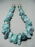 Native American Heavy Nugget 292 Gram Chunk Turquoise Sterling Silver Tubule Necklace-Nativo Arts