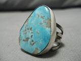 Exquisite Vintage Navajo Blue Gem Turquoise Sterling Silver Native American Ring-Nativo Arts