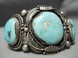Opulent Vintage Native American Navajo Circular Natural Turquoise Sterling Silver Bracelet-Nativo Arts