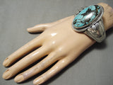 Rare Johnny Yazzie Vintage Native American Navajo Quality Turquoise Sterling Silver Bracelet-Nativo Arts