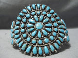Spectacular Vintage Native American Zuni Blue Gem Turquoise Sterling Silver Bracelet Old-Nativo Arts